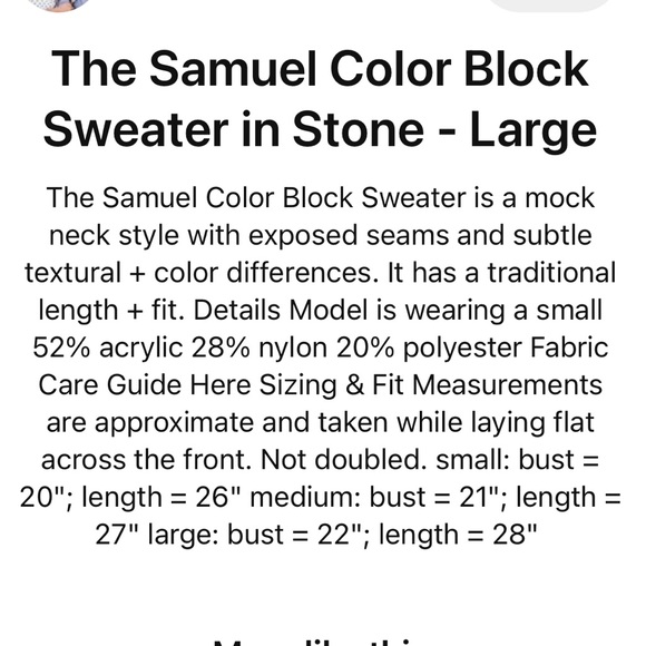 The Samuel Color Block Sweater in Stone - Picture 12 of 12